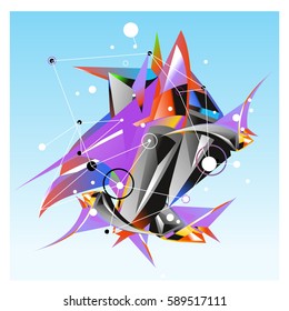 Vector of triangle fractal geometric 3d forms. Modern info banner abstract backgrounds for poster, message presentations or identity layouts. Graphic template and ideas.