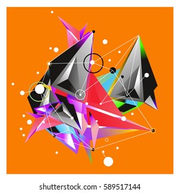 Vector of triangle fractal geometric 3d forms. Modern info banner abstract backgrounds for poster, message presentations or identity layouts. Graphic template and ideas.
