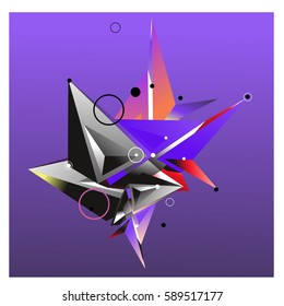 Vector of triangle fractal geometric 3d forms. Modern info banner abstract backgrounds for poster, message presentations or identity layouts. Graphic template and ideas.