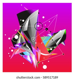 Vector of triangle fractal geometric 3d forms. Modern info banner abstract backgrounds for poster, message presentations or identity layouts. Graphic template and ideas.