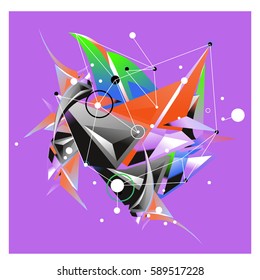 Vector of triangle fractal geometric 3d forms. Modern info banner abstract backgrounds for poster, message presentations or identity layouts. Graphic template and ideas.