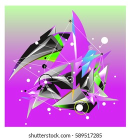 Vector of triangle fractal geometric 3d forms. Modern info banner abstract backgrounds for poster, message presentations or identity layouts. Graphic template and ideas.