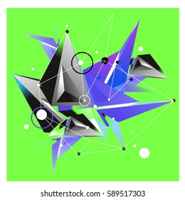 Vector of triangle fractal geometric 3d forms. Modern info banner abstract backgrounds for poster, message presentations or identity layouts. Graphic template and ideas.