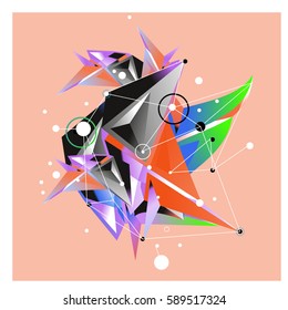 Vector of triangle fractal geometric 3d forms. Modern info banner abstract backgrounds for poster, message presentations or identity layouts. Graphic template and ideas.