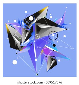 Vector of triangle fractal geometric 3d forms. Modern info banner abstract backgrounds for poster, message presentations or identity layouts. Graphic template and ideas.