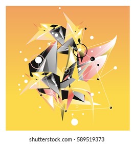 Vector of triangle fractal geometric 3d forms. Modern info banner abstract backgrounds for poster, message presentations or identity layouts. Graphic template and ideas.