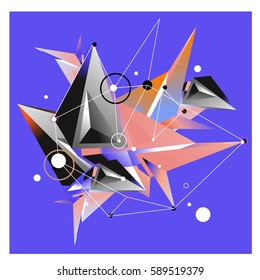 Vector of triangle fractal geometric 3d forms. Modern info banner abstract backgrounds for poster, message presentations or identity layouts. Graphic template and ideas.