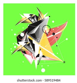 Vector of triangle fractal geometric 3d forms. Modern info banner abstract backgrounds for poster, message presentations or identity layouts. Graphic template and ideas.