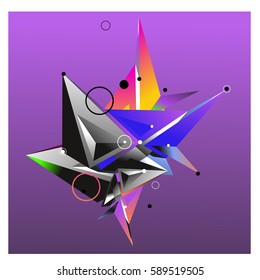 Vector of triangle fractal geometric 3d forms. Modern info banner abstract backgrounds for poster, message presentations or identity layouts. Graphic template and ideas.