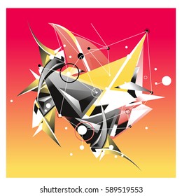Vector of triangle fractal geometric 3d forms. Modern info banner abstract backgrounds for poster, message presentations or identity layouts. Graphic template and ideas.