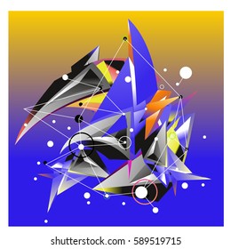 Vector of triangle fractal geometric 3d forms. Modern info banner abstract backgrounds for poster, message presentations or identity layouts. Graphic template and ideas.