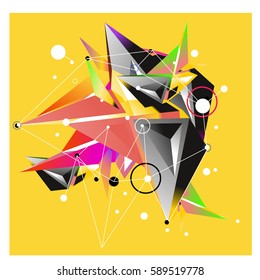 Vector of triangle fractal geometric 3d forms. Modern info banner abstract backgrounds for poster, message presentations or identity layouts. Graphic template and ideas.