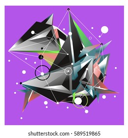Vector of triangle fractal geometric 3d forms. Modern info banner abstract backgrounds for poster, message presentations or identity layouts. Graphic template and ideas.