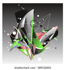 Vector of triangle fractal geometric 3d forms. Modern info banner abstract backgrounds for poster, message presentations or identity layouts. Graphic template and ideas.