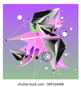 Vector of triangle fractal geometric 3d forms. Modern info banner abstract backgrounds for poster, message presentations or identity layouts. Graphic template and ideas.