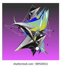 Vector of triangle fractal geometric 3d forms. Modern info banner abstract backgrounds for poster, message presentations or identity layouts. Graphic template and ideas.