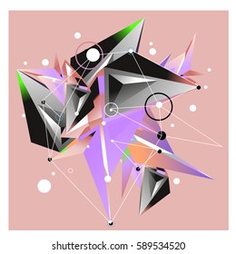 Vector of triangle fractal geometric 3d forms. Modern info banner abstract backgrounds for poster, message presentations or identity layouts. Graphic template and ideas.