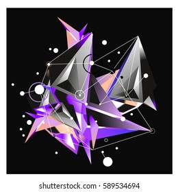 Vector of triangle fractal geometric 3d forms. Modern info banner abstract backgrounds for poster, message presentations or identity layouts. Graphic template and ideas.