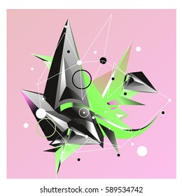 Vector of triangle fractal geometric 3d forms. Modern info banner abstract backgrounds for poster, message presentations or identity layouts. Graphic template and ideas.