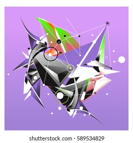 Vector of triangle fractal geometric 3d forms. Modern info banner abstract backgrounds for poster, message presentations or identity layouts. Graphic template and ideas.