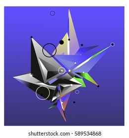 Vector of triangle fractal geometric 3d forms. Modern info banner abstract backgrounds for poster, message presentations or identity layouts. Graphic template and ideas.