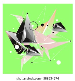 Vector of triangle fractal geometric 3d forms. Modern info banner abstract backgrounds for poster, message presentations or identity layouts. Graphic template and ideas.