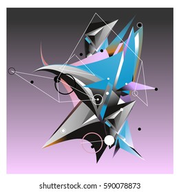Vector of triangle fractal geometric 3d forms. Modern info banner abstract backgrounds for poster, message presentations or identity layouts. Graphic template and ideas.
