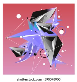 Vector of triangle fractal geometric 3d forms. Modern info banner abstract backgrounds for poster, message presentations or identity layouts. Graphic template and ideas.