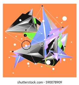 Vector of triangle fractal geometric 3d forms. Modern info banner abstract backgrounds for poster, message presentations or identity layouts. Graphic template and ideas.