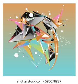 Vector of triangle fractal geometric 3d forms. Modern info banner abstract backgrounds for poster, message presentations or identity layouts. Graphic template and ideas.