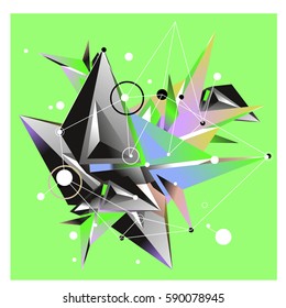 Vector of triangle fractal geometric 3d forms. Modern info banner abstract backgrounds for poster, message presentations or identity layouts. Graphic template and ideas.