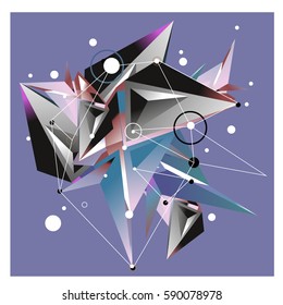 Vector of triangle fractal geometric 3d forms. Modern info banner abstract backgrounds for poster, message presentations or identity layouts. Graphic template and ideas.
