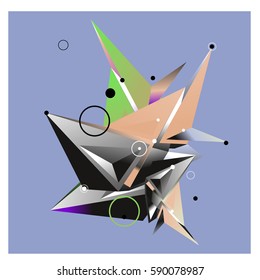 Vector of triangle fractal geometric 3d forms. Modern info banner abstract backgrounds for poster, message presentations or identity layouts. Graphic template and ideas.