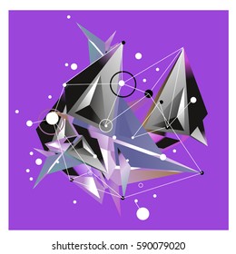 Vector of triangle fractal geometric 3d forms. Modern info banner abstract backgrounds for poster, message presentations or identity layouts. Graphic template and ideas.