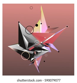 Vector of triangle fractal geometric 3d forms. Modern info banner abstract backgrounds for poster, message presentations or identity layouts. Graphic template and ideas.
