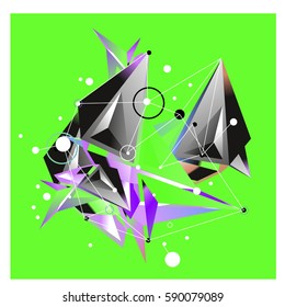 Vector of triangle fractal geometric 3d forms. Modern info banner abstract backgrounds for poster, message presentations or identity layouts. Graphic template and ideas.