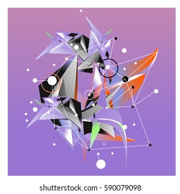 Vector of triangle fractal geometric 3d forms. Modern info banner abstract backgrounds for poster, message presentations or identity layouts. Graphic template and ideas.