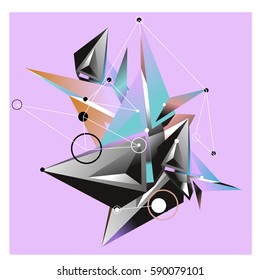 Vector of triangle fractal geometric 3d forms. Modern info banner abstract backgrounds for poster, message presentations or identity layouts. Graphic template and ideas.