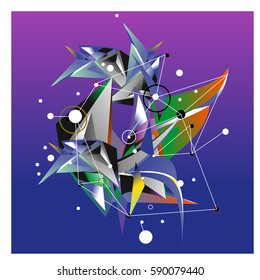 Vector of triangle fractal geometric 3d forms. Modern info banner abstract backgrounds for poster, message presentations or identity layouts. Graphic template and ideas.