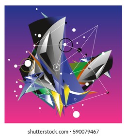 Vector of triangle fractal geometric 3d forms. Modern info banner abstract backgrounds for poster, message presentations or identity layouts. Graphic template and ideas.