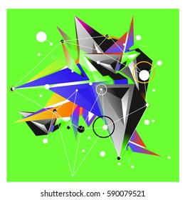 Vector of triangle fractal geometric 3d forms. Modern info banner abstract backgrounds for poster, message presentations or identity layouts. Graphic template and ideas.