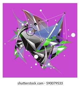 Vector of triangle fractal geometric 3d forms. Modern info banner abstract backgrounds for poster, message presentations or identity layouts. Graphic template and ideas.