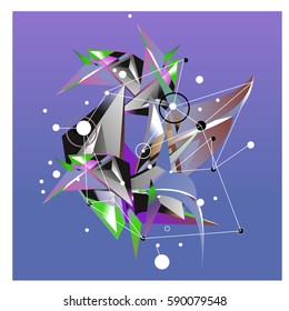 Vector of triangle fractal geometric 3d forms. Modern info banner abstract backgrounds for poster, message presentations or identity layouts. Graphic template and ideas.
