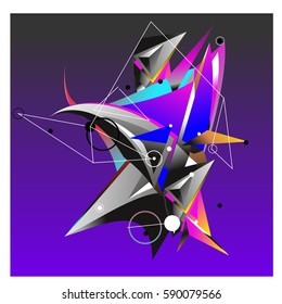 Vector of triangle fractal geometric 3d forms. Modern info banner abstract backgrounds for poster, message presentations or identity layouts. Graphic template and ideas.