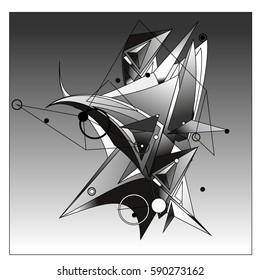 Vector of triangle fractal geometric 3d forms. Modern info banner abstract backgrounds for poster, message presentations or identity layouts. Graphic template and ideas.