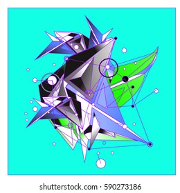 Vector of triangle fractal geometric 3d forms. Modern info banner abstract backgrounds for poster, message presentations or identity layouts. Graphic template and ideas.