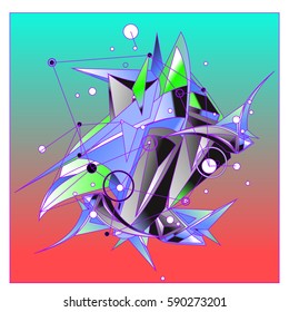 Vector of triangle fractal geometric 3d forms. Modern info banner abstract backgrounds for poster, message presentations or identity layouts. Graphic template and ideas.