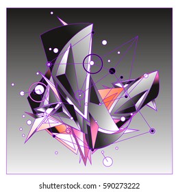 Vector of triangle fractal geometric 3d forms. Modern info banner abstract backgrounds for poster, message presentations or identity layouts. Graphic template and ideas.