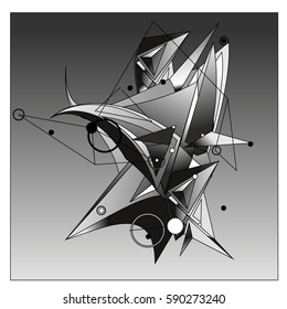Vector of triangle fractal geometric 3d forms. Modern info banner abstract backgrounds for poster, message presentations or identity layouts. Graphic template and ideas.