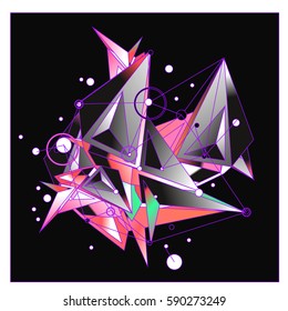 Vector of triangle fractal geometric 3d forms. Modern info banner abstract backgrounds for poster, message presentations or identity layouts. Graphic template and ideas.